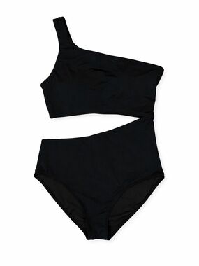 Yoniqué Black One Shoulder Cutout One Piece Swimsuit NWT Medium